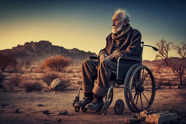 車椅子の老人