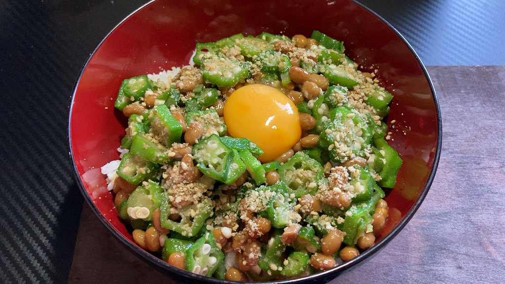 実食２・オクラ納豆丼アイきゃち