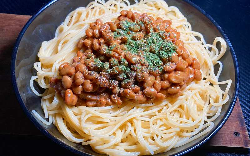 実食２、納豆パスタアイキャッチ