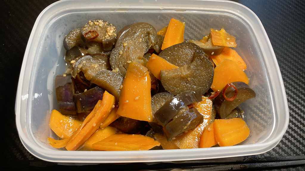 実食1、人参となすのきんぴらアイキャッチ