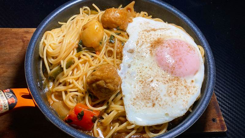 実食２、カレーパスタアイキャッチ