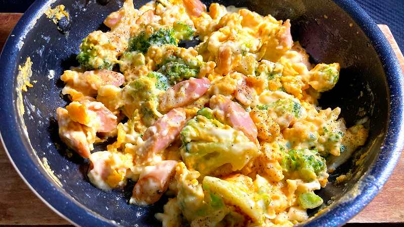 実食２、冷凍ブロッコリーと魚ソーと卵のマヨ炒めアイキャッチ