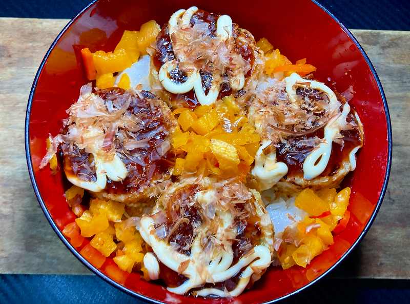 実食2、お好み焼き丼アイキャッチ