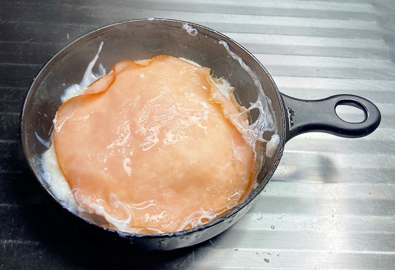 目玉焼き完成、ハムエッグアイキャッチ