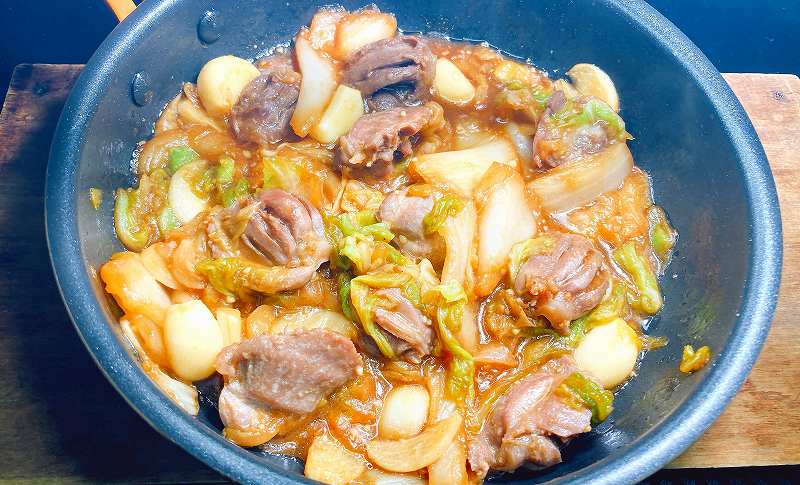 実食2、砂肝と白菜の焼肉のたれ炒めアイキャッチ