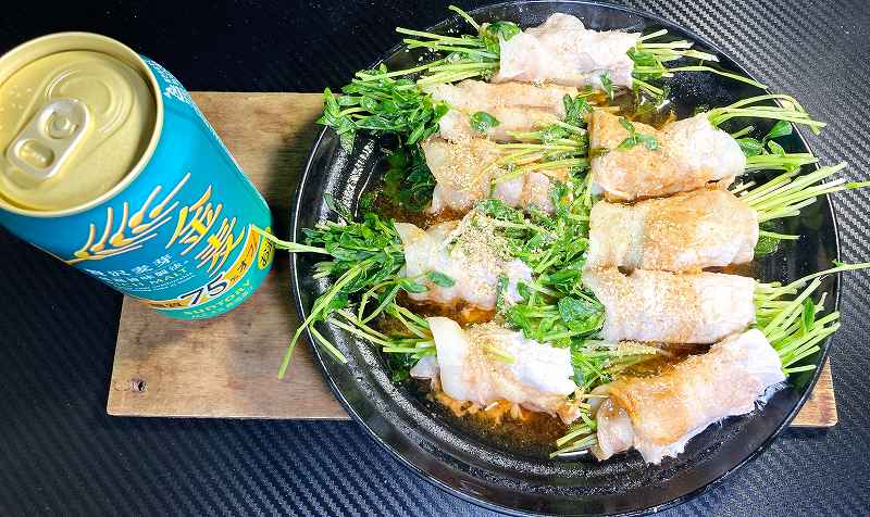 実食１、豆苗の豚ロース巻きアイキャッチ