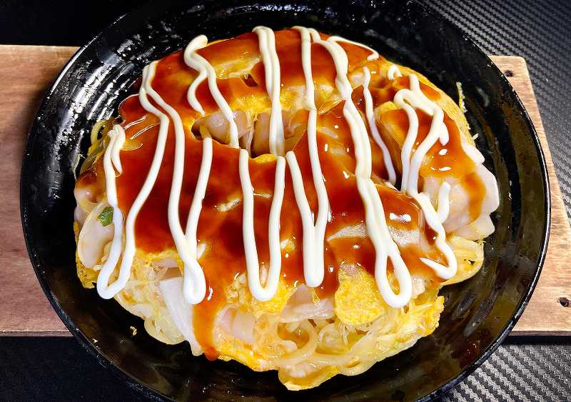 実食1、キムチ餃子のお好み焼き風アイキャッチ