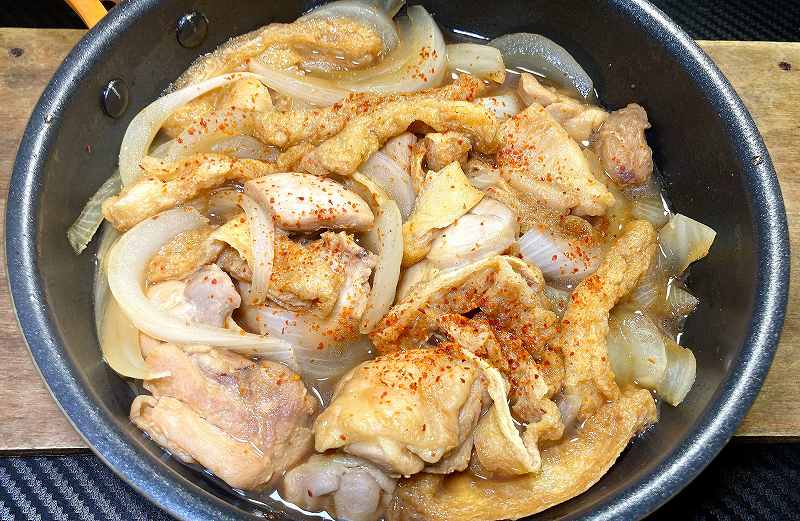実食2、鶏肉と油揚げの炒め煮