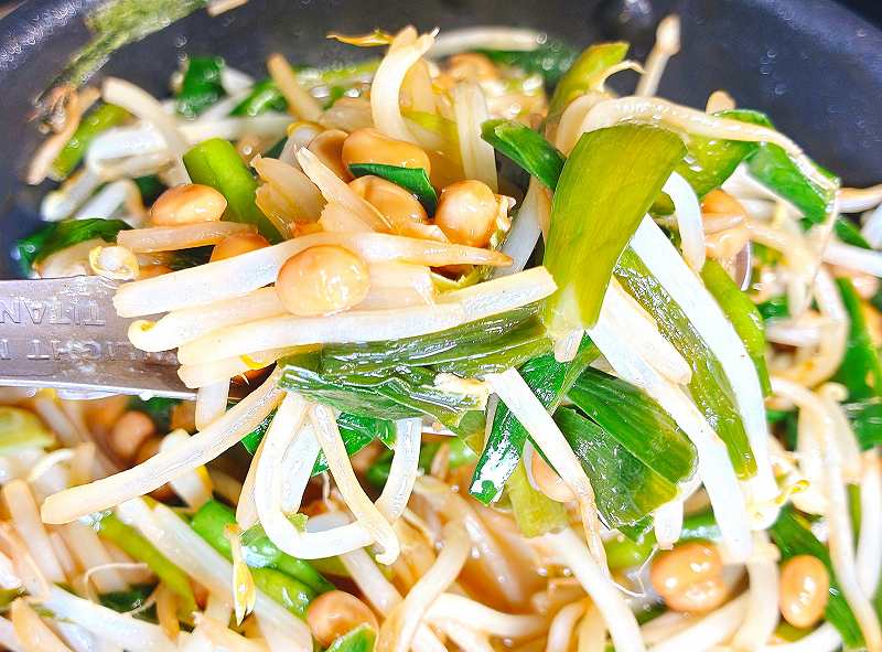 納豆ニラもやし炒め実食3